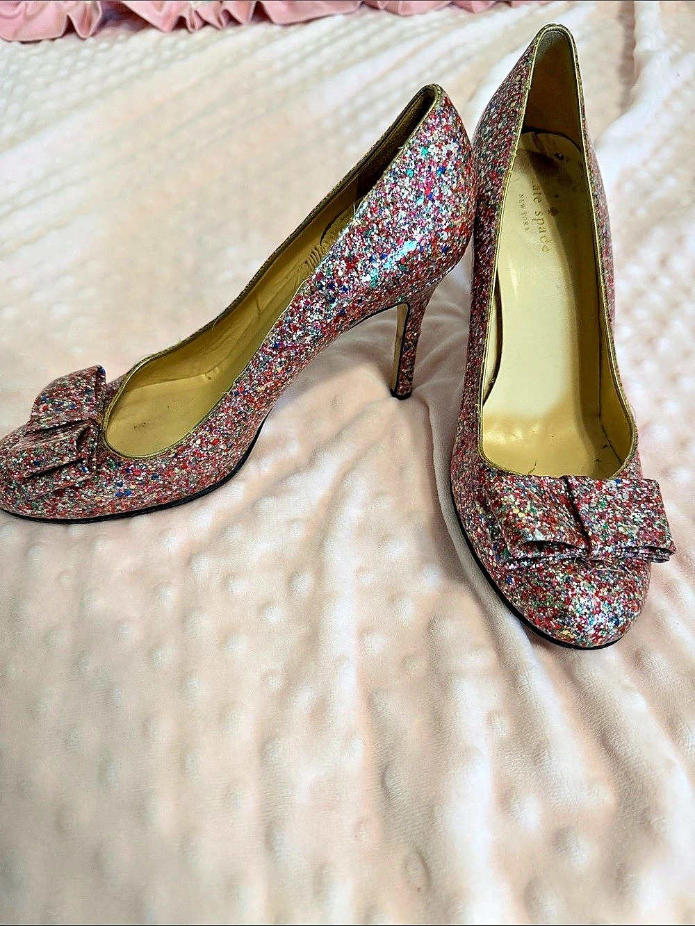Kate Spade Glitter Bow Pumps in Pink & Multicolor